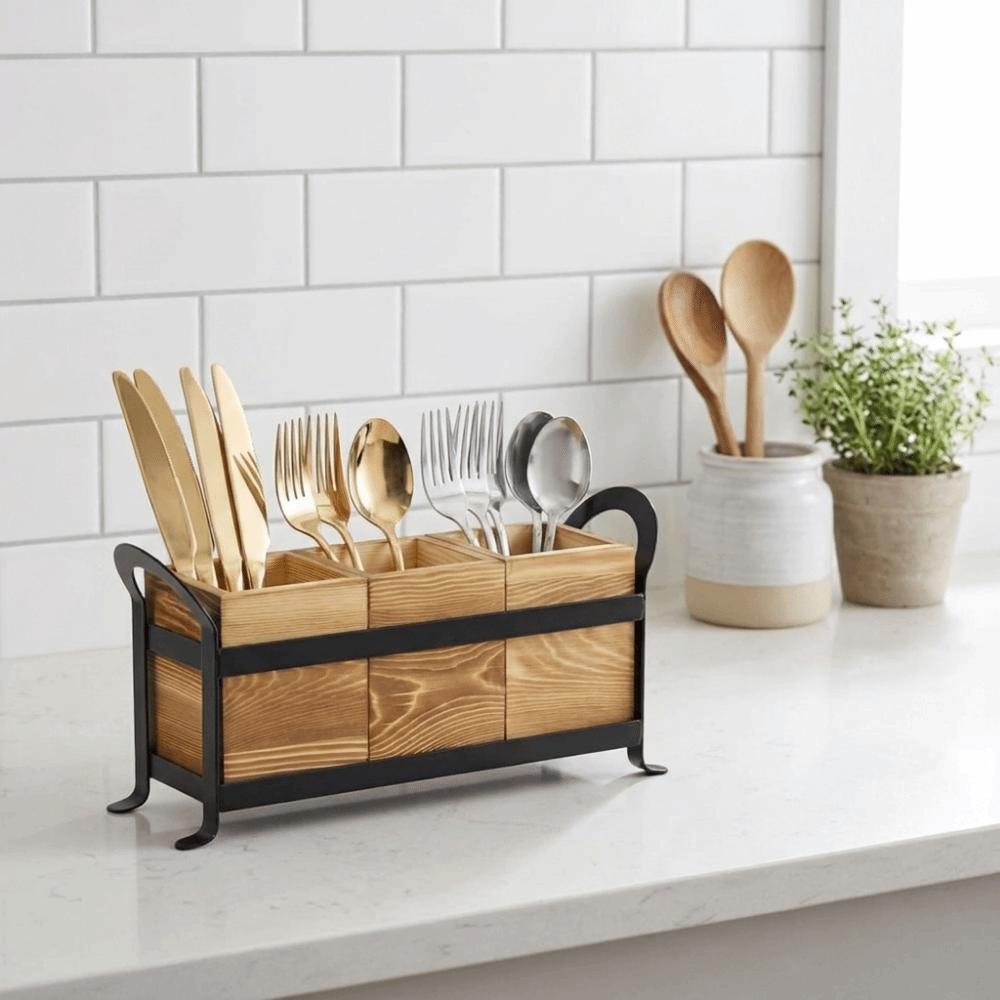 Space Saving Tableware Storage Box Large Capacity Spoons Forks Storage Box Utensil Holder Desktop