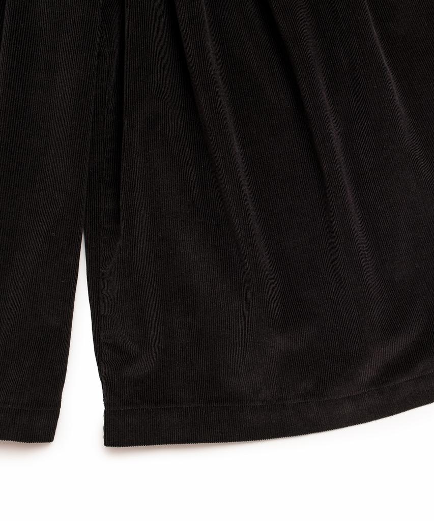 COTTON BELL Volume Pleated Corduroy Pants - Black
