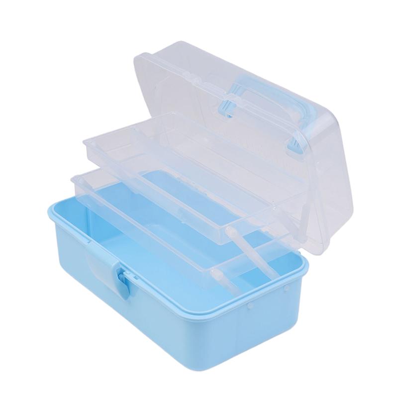 3 Layers Large Capacity Storage Box With Handle Foldable Plastic Portable Makeup Hairpin Organizer Nail Art Jewelry Box
