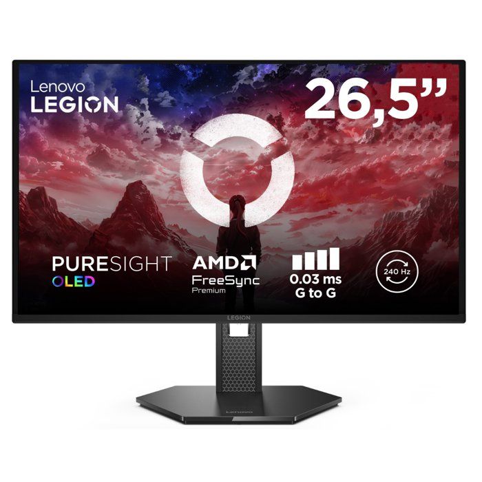 Ecran PC Gamer LENOVO Legion 27Q-10 - 26,5 - QHD - 240Hz - Dalle QD-OLED - 0,03ms - Pied réglable en hauteur