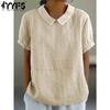 Women's Fashion Casual Summer Spring Solid Color Print Short Sleeve POLO Neck Blouses & Shirts