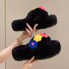 Милые цветочные пушистые тапочки женские на толстой подошве 2025 года осень-зима новые домашние теплые нескользящие односложные хлопковые швабры для леди