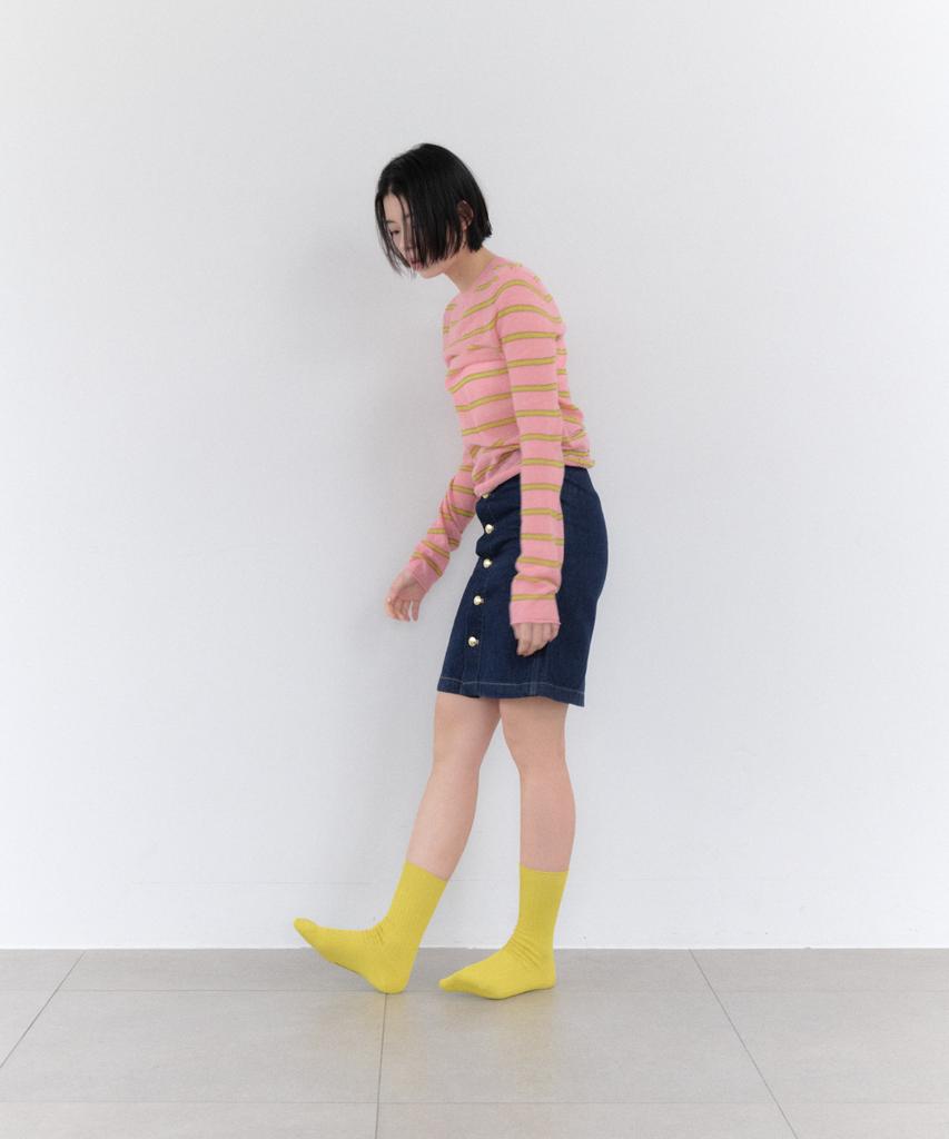 Aiheiteumeondei [Ihm26Ss40] Носки Basic Mood Лимонно-зеленые