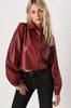 Red Women Casual Handmade Soft Designer Leather Lambskin Shirt Genuine Stylish