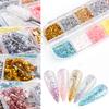 12 Grids/Box Nail Foils Irregular Summer Effect Smooth Gold Silver DIY Manicure Flakes