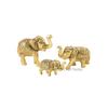 Set of 3 Metal Trunk Up Elephant Family Statue Showpiece Figurine -Fengshui Vastu Lucky -  Home Decor Living Room Office Desktop & Gifting