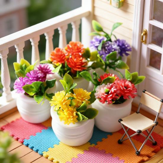 5 шт. Миниатюрное украшение бонсай для кукольного домика, крошечные искусственные растения и цветы для ландшафтного дизайна кукольного домика, поделки