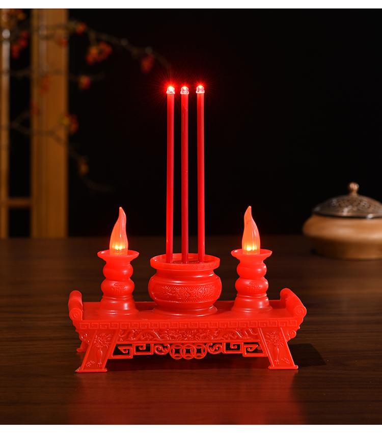 21,5 см Электрическая Таиланд Будда благовония горелка Красная вспышка LED Китайский фестиваль Освещение Декоры 2AAA Беспламенная свеча Ночник