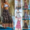 High Waist Elastic Waist Loose Printed Long Skirt Skirt Women