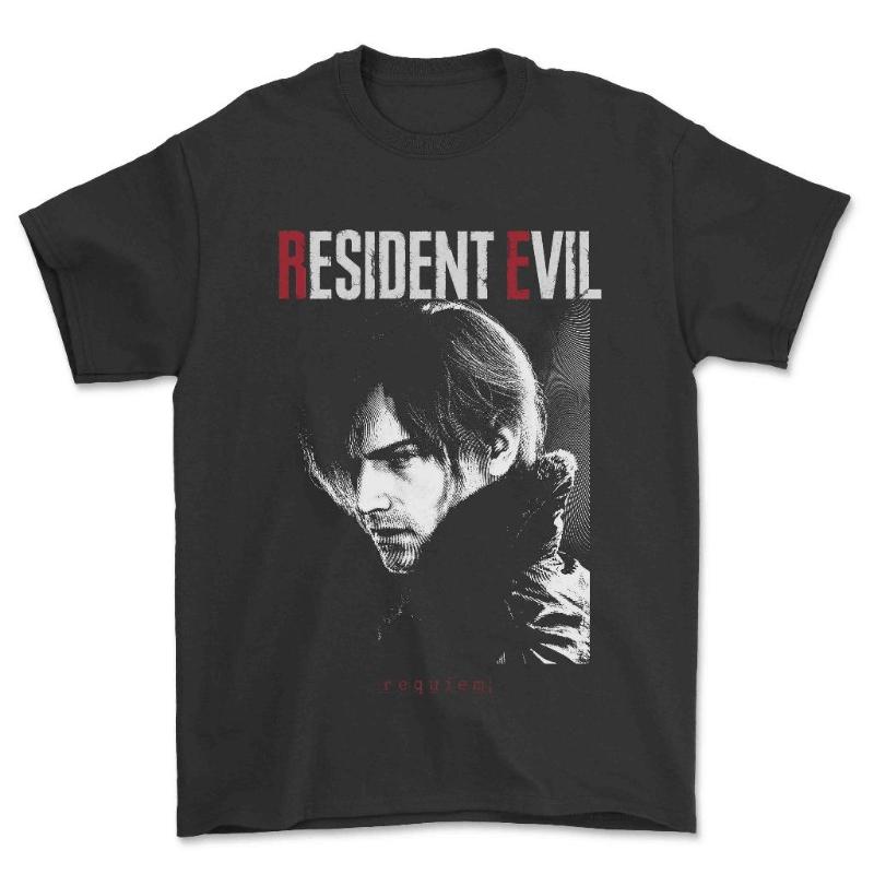 Resident Evil Requiem Леон Графический 100% Хлопок унисекс Футболка Одежда Унисекс Короткий рукав Y2k Круглый вырез Оверсайз Уличная одежда Футболка
