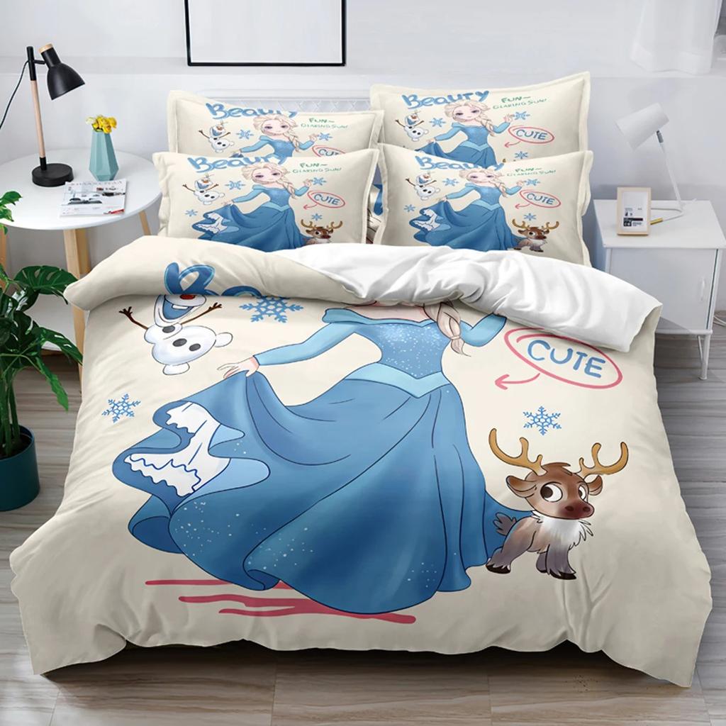 3-piece cartoon anime princess digital printed down duvet cover set,bedding set(1 down duvet cover+2 pillowcases)