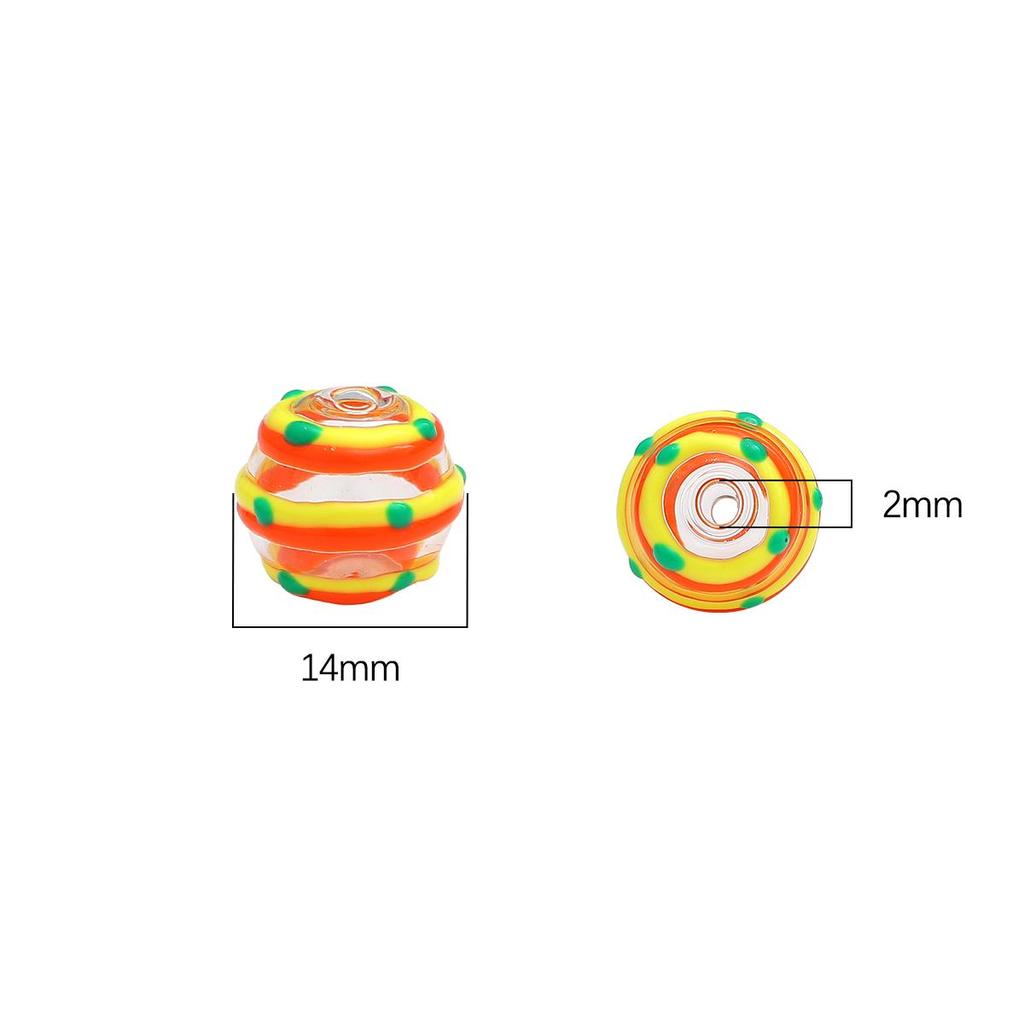 1Pcs 14mm Water Ripple Pattern Freehand Hollow Coloured Glaze Round Ball Multicolor Glass Beads For Jewelry Making DIY Bracelet Necklace Earring