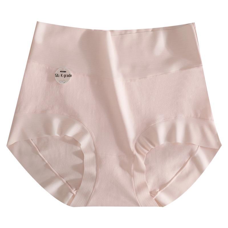 Женские бесшовные трусы с высокой талией — размер L, чистый длинноволокнистый хлопок класса 5А из Синьцзяна, антибактериальный и дышащий.