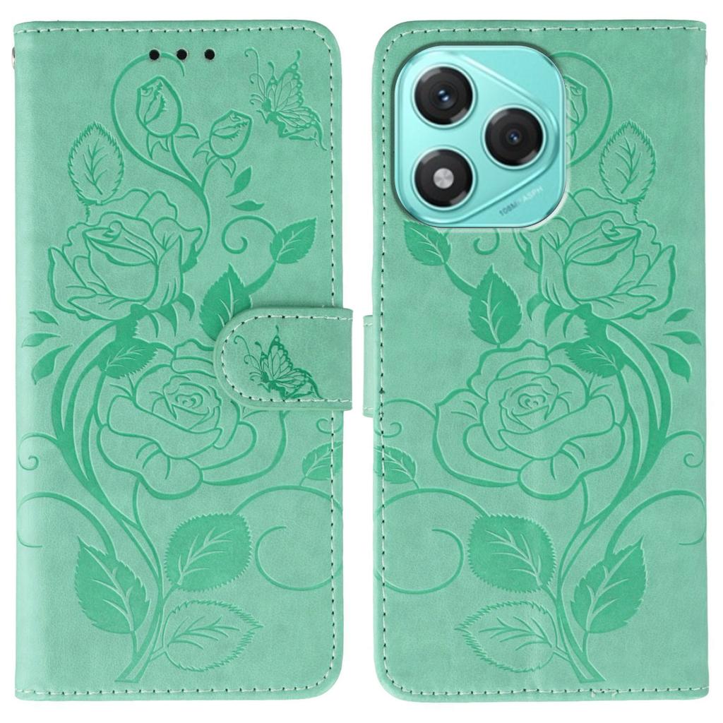 For Honor 400 Lite Case Wallet Stand Imprinted Rose Butterfly PU Leather Phone Cover