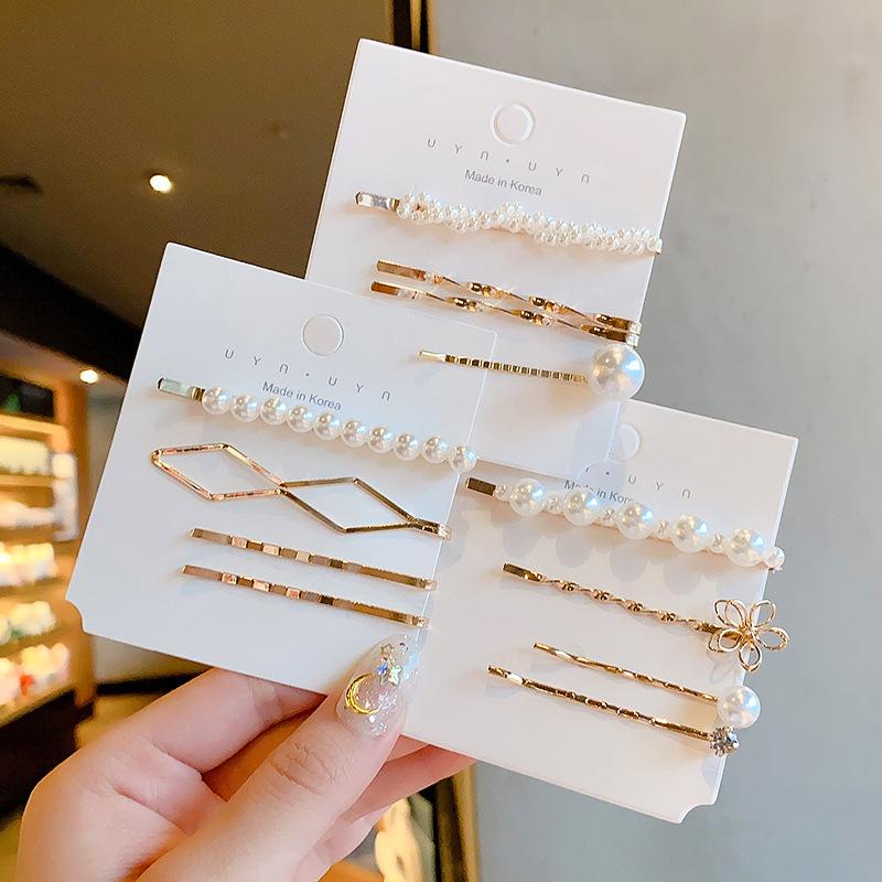 3/4/5 Pcs Hair Clips Big Pearl Hairpins Barrette Clips Hairgrip Girl