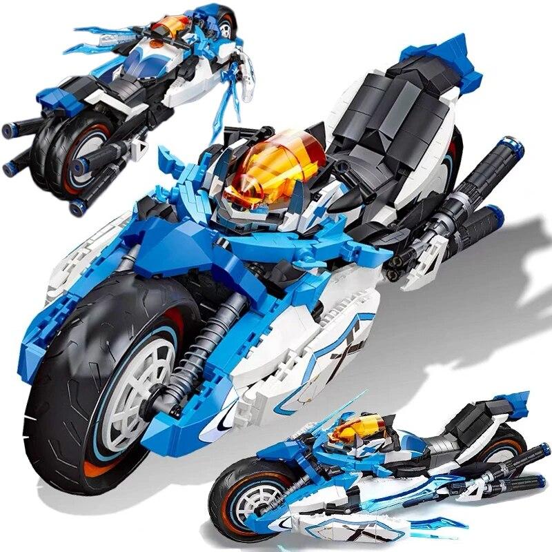 Технический MOC Speed Racing Future Мотоцикл Строительные блоки Городской мотоцикл Локомотив Модульные кирпичи Модель игрушки для детей