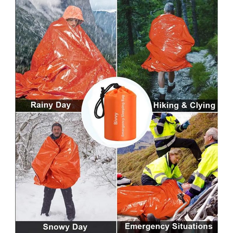 Аварийный спальный мешок, ультраводонепроницаемые майларовые термоодеяла, легкий спальный мешок для выживания, сохраняющий тепло для кемпинга, пешего туризма