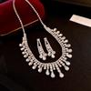 Water Drop Rhinestone Jewelry Set Inlaid Crystal Necklace Set Tassel Necklace Earrings Set  Bridal