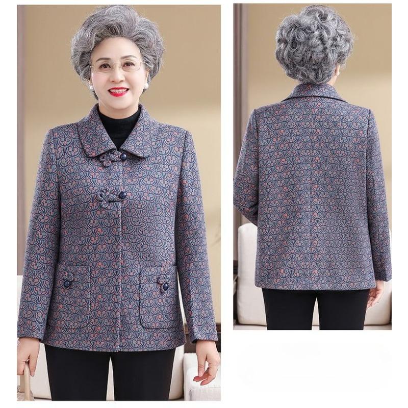 Elderly Women Autumn Jacket Loose Fit Fashionable Grandma and Mom Spring Fall Top Comfort Wear