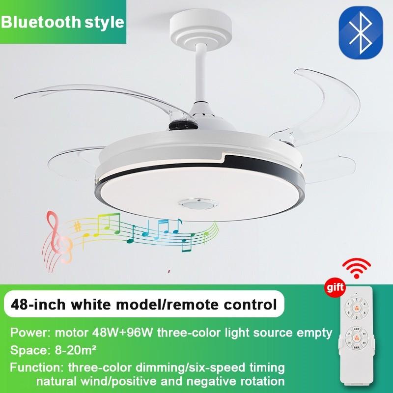 6-скоростная регулировка Невидимый вентилятор Потолочный вентилятор с подсветкой Бытовое освещение для спальни Светодиодное освещение Электрический вентилятор Аудио вентилятор с Bluetooth Подсветка вентилятора