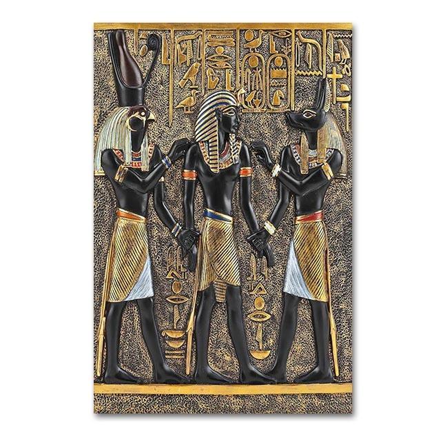 Черный и золотой древнеегипетский художественный эстамп, постер, картина маслом, украшение для дома, настенная роспись для гостиной