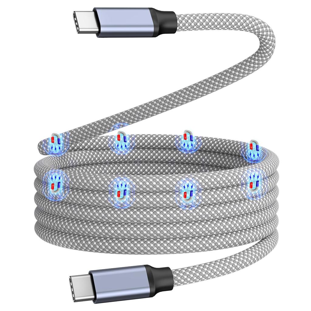 Magtame Magnetic Automatic Fast Metal High Durability Double Совместимость с кабелем Type-C, хранение, зарядка 240 Вт/5 А, кабель Type-C, QC4.0/PD3.1