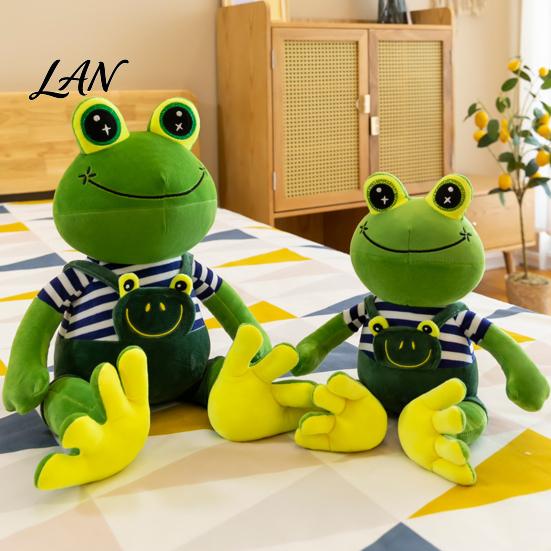 Frog Plush Toy Prince Princess Toy, Cute Stuffed Animal with Striped Shirt/Skirt, Doll Soft Pillow for Bedroom, Birthday Gift Kids Lovers Sparkly Eye