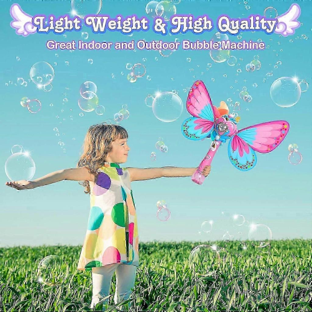 Bubble Machine For Kids | Butterfly Bubbles Wand Blower For Toddlers 1000+ Bubbles Per Minute | Gift For Girls Bubble Solution Included 25-26
