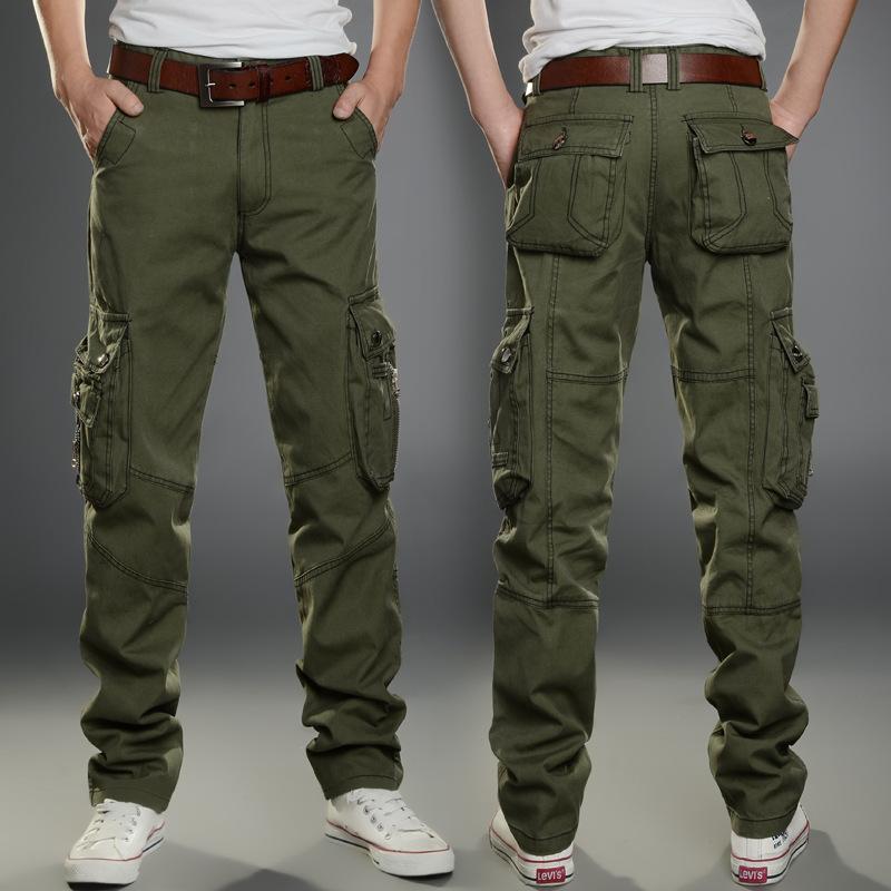 Высококачественные повседневные брюки для мужчин, свободные брюки-карго с несколькими карманами, модные черные брюки для работы