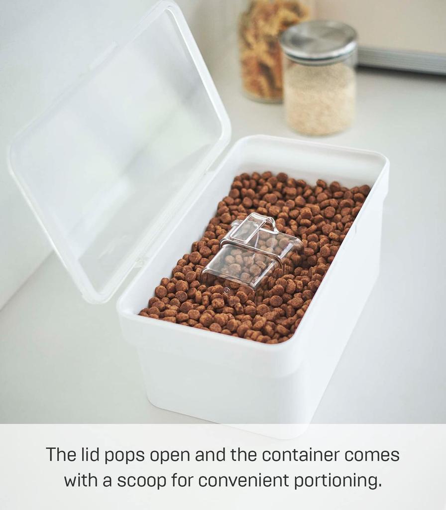 Yamazaki Jitsugyo Airtight Pet Food Stocker with Measuring Cup White W28 X X Lid Is Tower Food Stocker Storage Container 5609 1.5kg Approx. D16.5