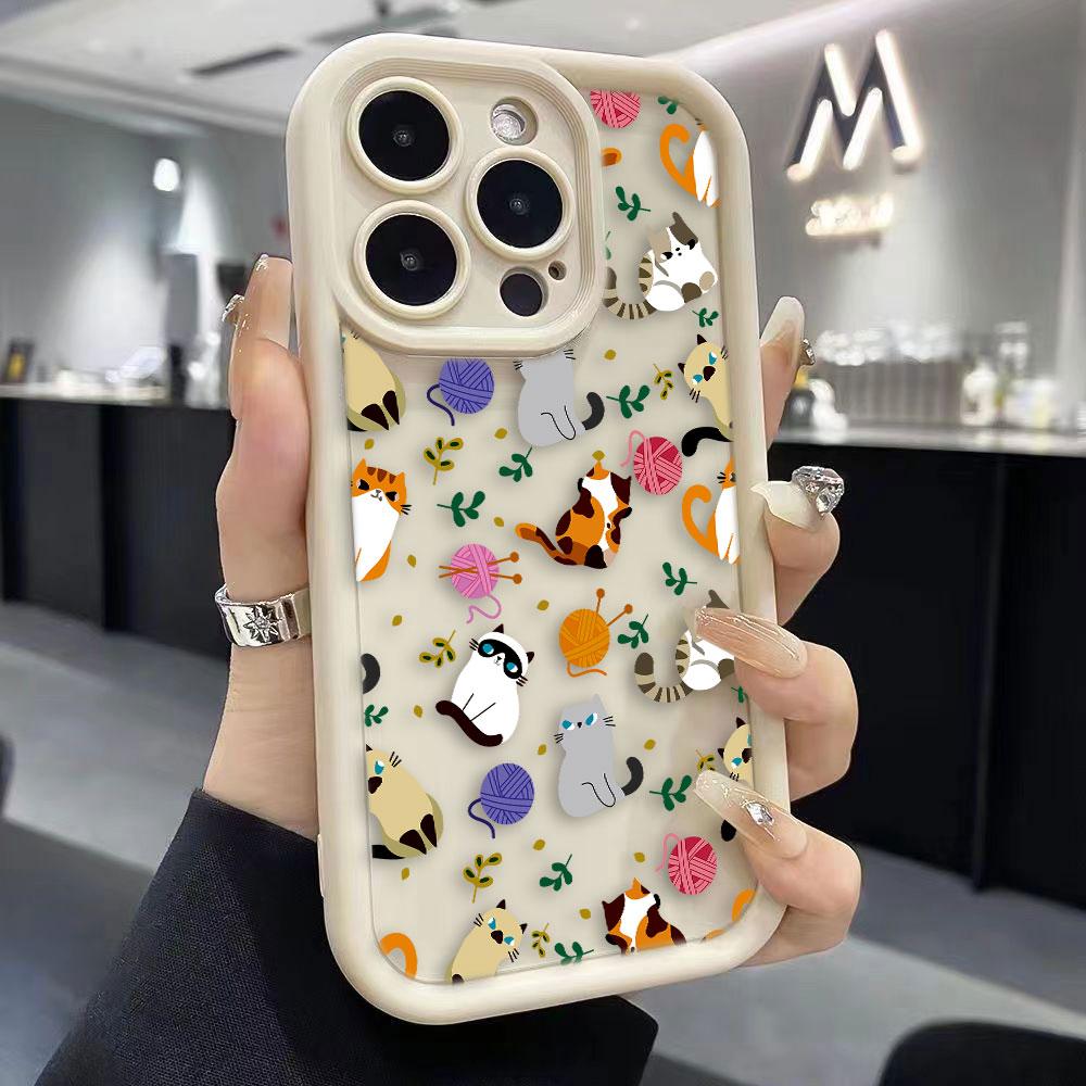 Милый кот Очаровательный чехол для телефона Для iPhone Apple 17 AIR 16 16E 11 12 13 14 15 XR Plus Pro Max Чехол своими руками ТПУ Ударопрочная крышка Capa