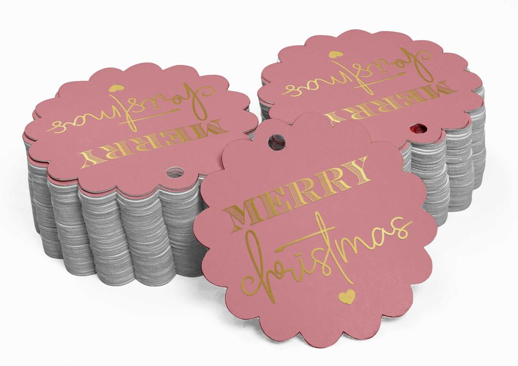 Inkdotpot Real Gold Foil Merry Christmas Tags Favor Hang Paper Tags 100