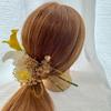 Yellow Calla Lilies and White Dried Flowers In a Hair Ornament with Mizuhiki and Gold Perfect for Bridal and Leaf. Coming-of-age Ceremonies,