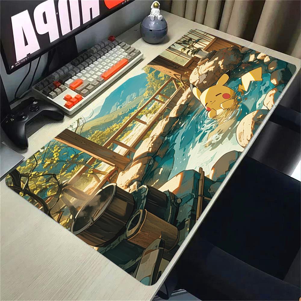 XXL Rubber Mouse Pad Large PC Computer Gaming Accessories Mousepad Pokemon Pikachu Extended Desk Mat Locking Edge Gamer Carpet