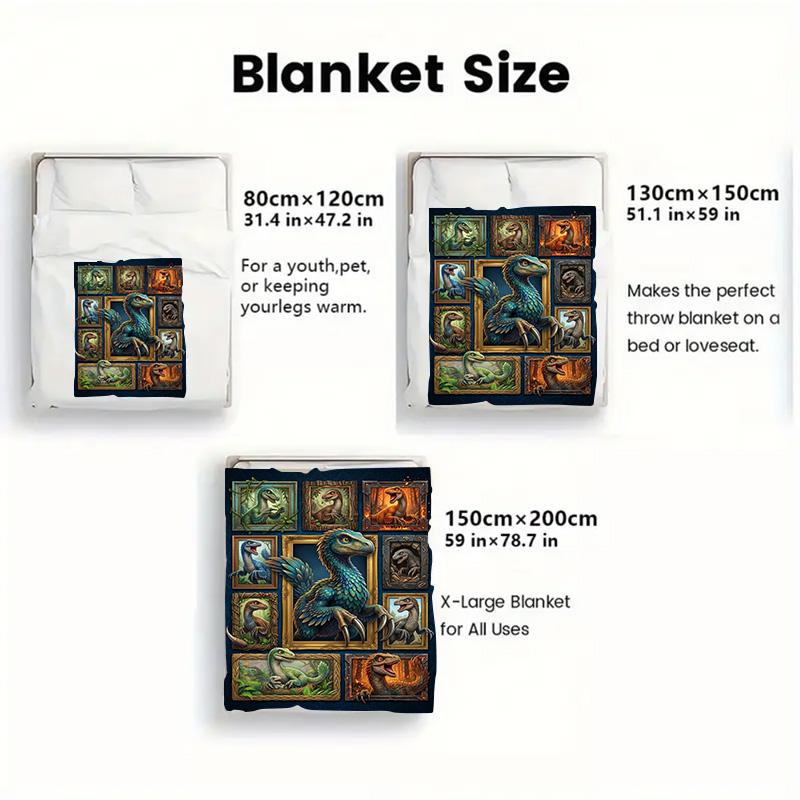 Dinosaur Collection 2D Flat Pattern Flannel Blanket, High quality All Seasons, Home Decor, Warmth and Comfort, Perfect for Christmas Gifts.