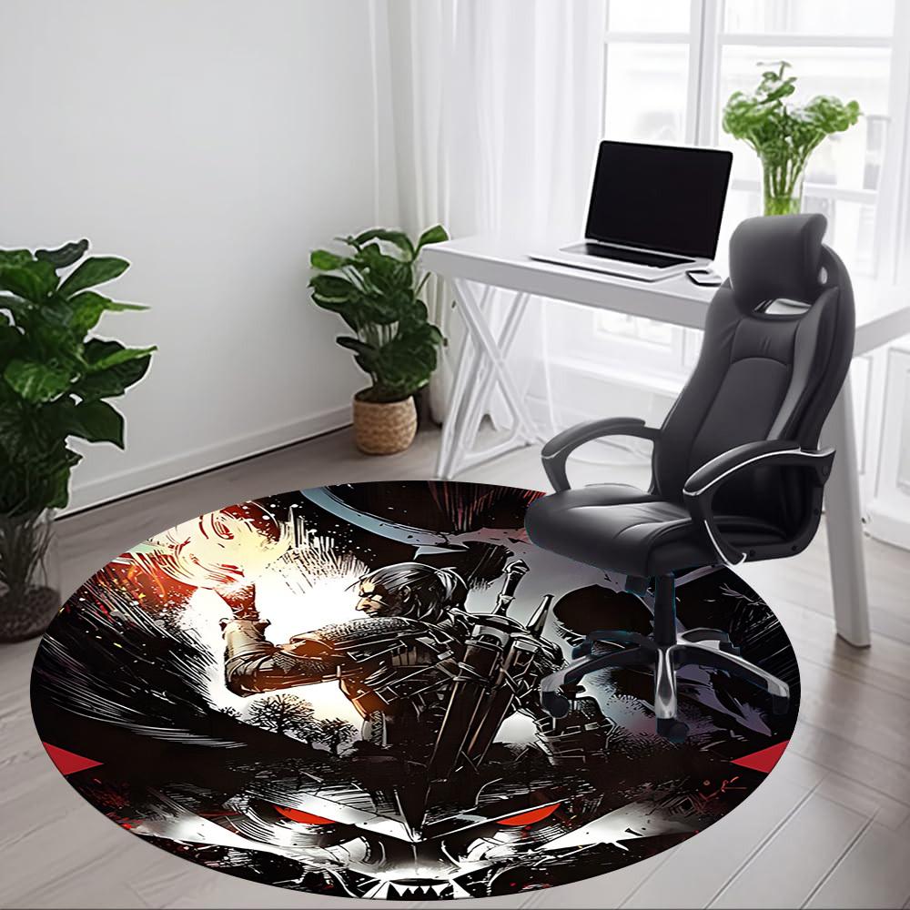 1PC Warrior Armor Office Round Rug, Non-slip, Soft and Durable Office Rug for Interior Decoration, Perfect for Office yy250915089