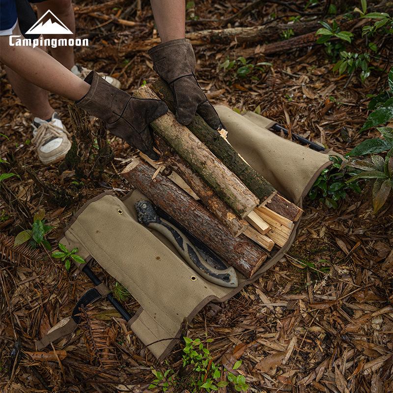 CAMPINGMOON T-285 Outdoor Camping Thickened Wear-Resistant Canvas Bag Handheld Wood Storage andOrganization Bag Firewood Carrier