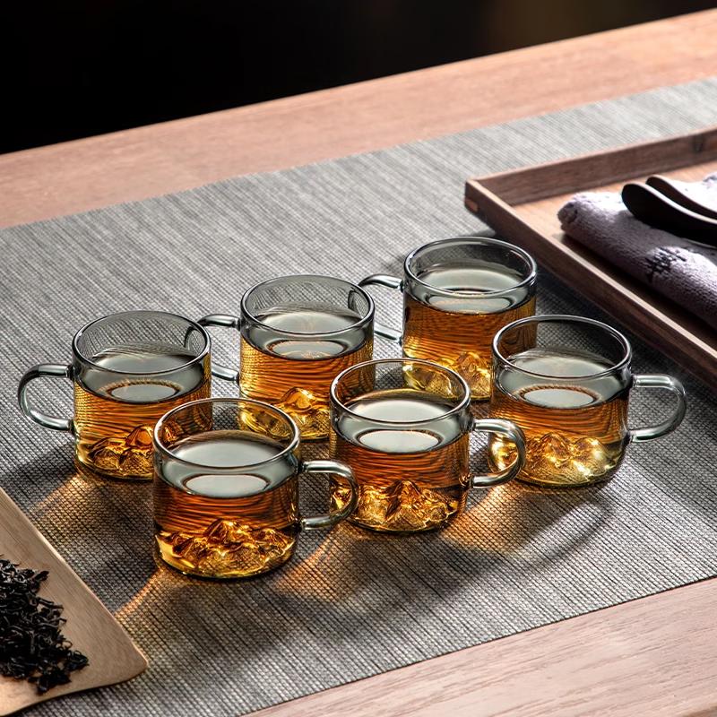 GIANXI Thickened High Temperature Glass Cup High Borosilicate Glass Bottom Guanshan Design With Handle Teacup Kung Fu Tea Set
