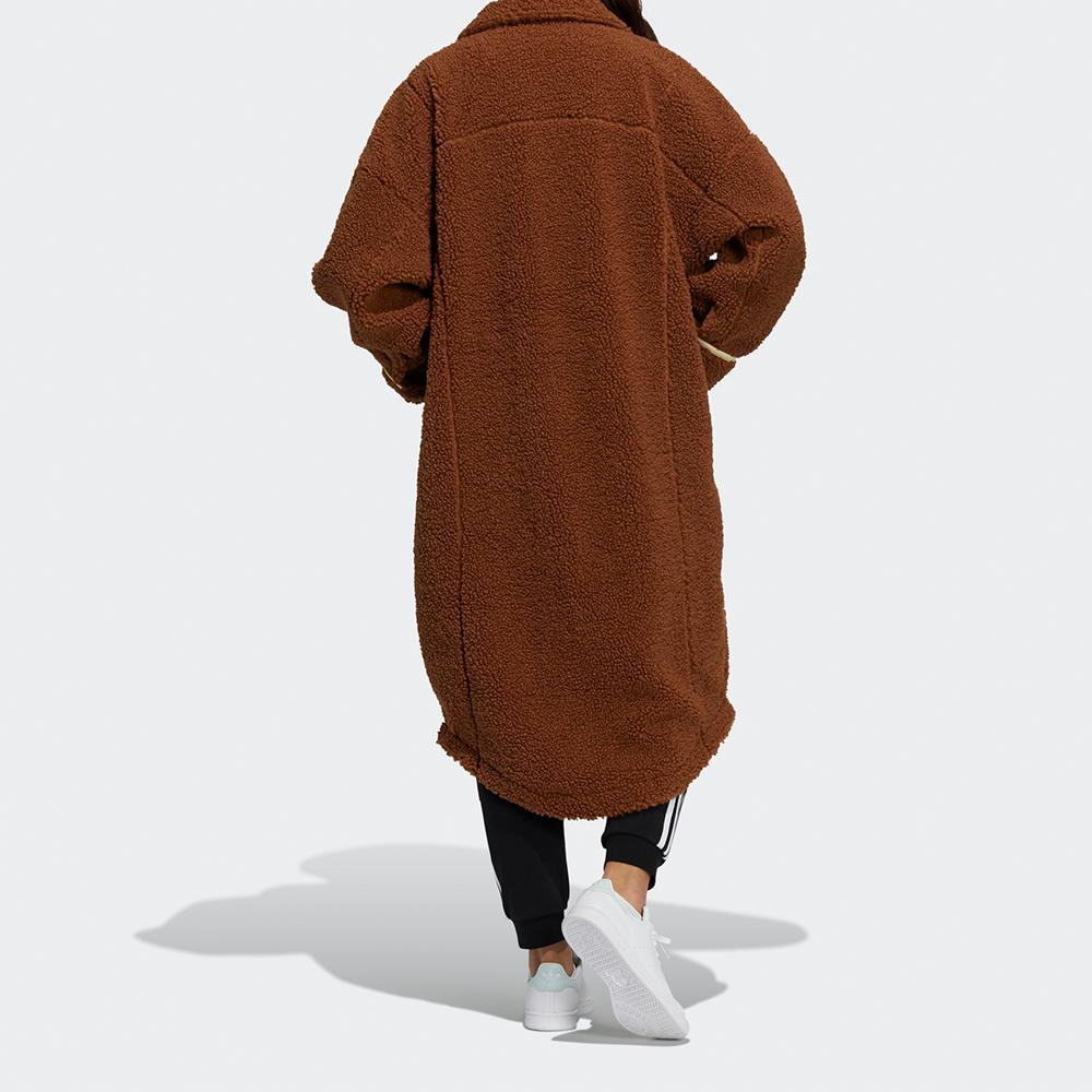 adidas Оригинальная Уютная Флисовая Куртка из Шерпы Женская Теплая Мягкая Коричневая Зимняя Повседневная Верхняя Одежда для Улицы HC0310