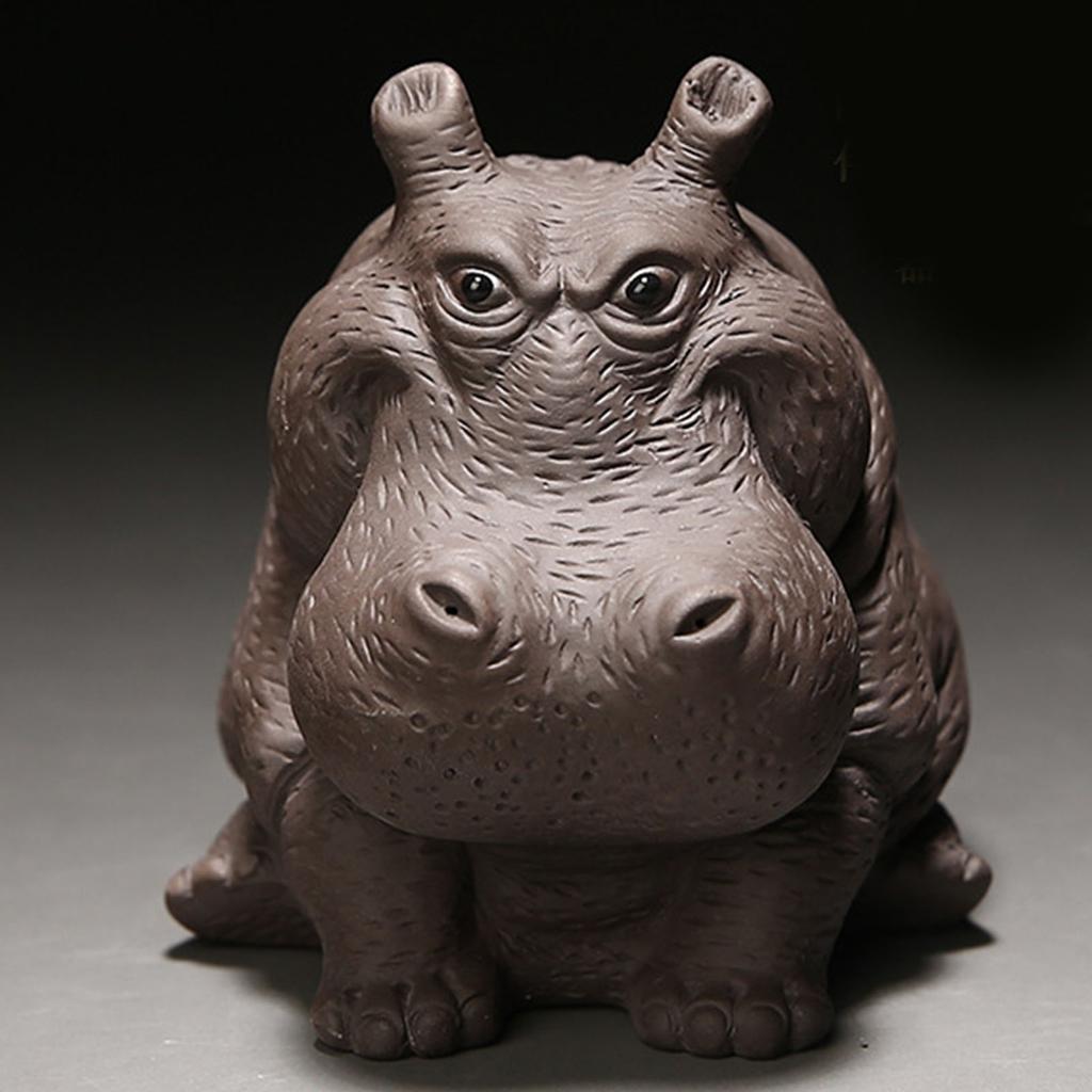 Фигурка бегемота из фиолетовой глины, керамическая скульптура чайного питомца, статуэтка бегемота, настольное украшение для чайного набора, аксессуары для дома, чай