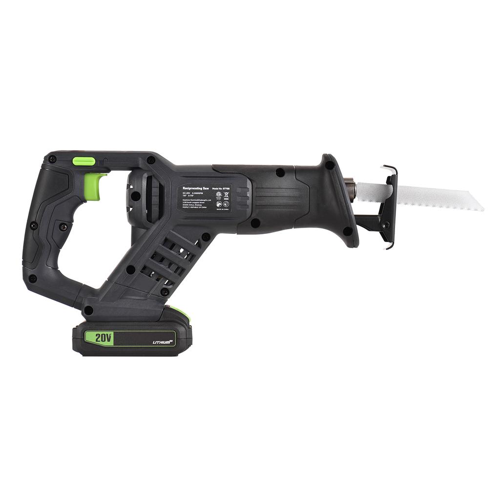 Аккумуляторная сабельная пила 20 В, ручная электрическая пила с переменной скоростью, 3000 об/мин, быстрая батарея 2,0 Ач