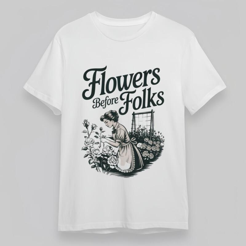 Women's Comfortable Classic T-Shirt Vintage Flowers Before Folks Plus Size Tee