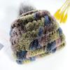 Популярные шапки с помпоном из кроличьего меха, женские зимние пушистые теплые вязаные эластичные шапочки, вязаная шапка из натурального меха лисы, мягкие эластичные полосатые черепа