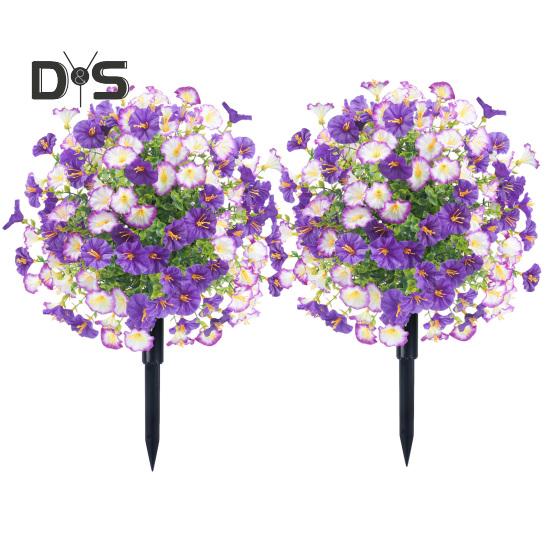 Искусственные цветы ипомеи, искусственный куст ипомеи с колышком для установки в грунт, реалистичная искусственная зелень, кустарники для улицы, для дома, для фермерского дома, для крыльца, для патио