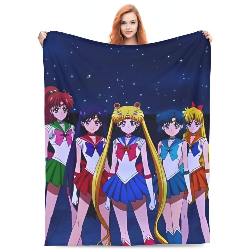 S-Sailor M-Moon Anime Blanket Quality Warm Throw Blanket Winter Picnic Outdoor Comfortable Bedspread
