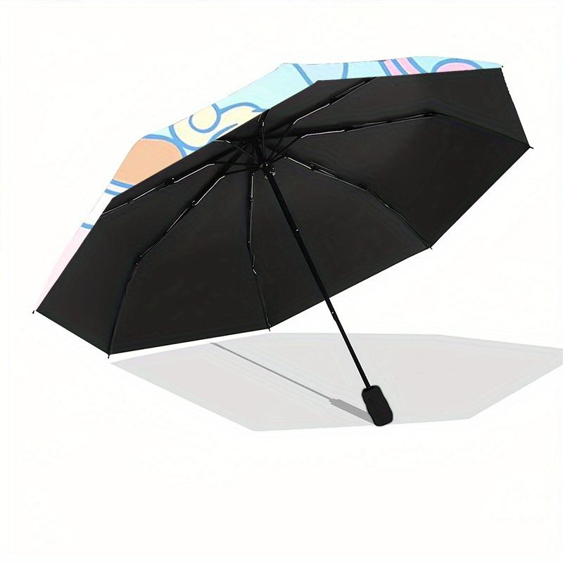 1pc Rainbow Cinnamoroll Sanrio Design Pattern Automatic 3-Fold Umbrella, 8 Iron Frames, High-Value Folding Umbrella, Suitable for Office, Travel and O