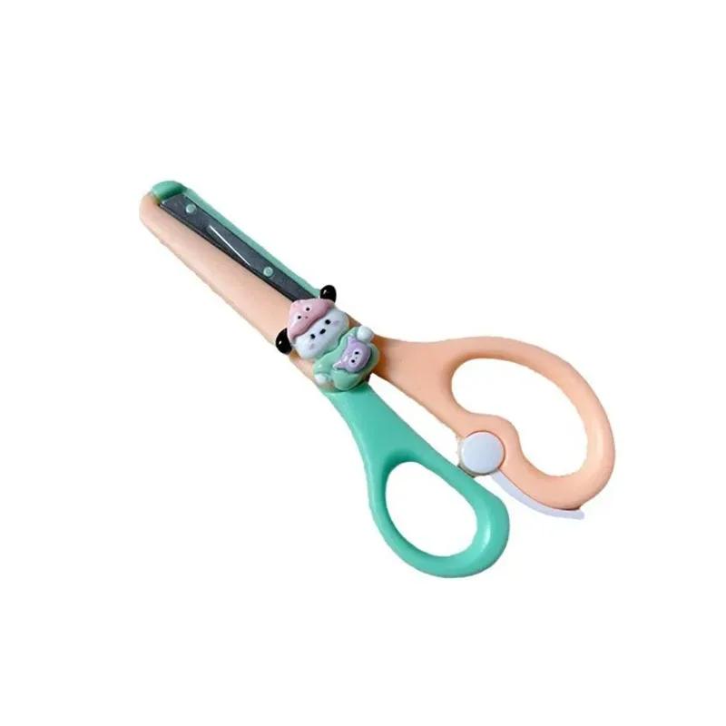 Cartoon Mini Scissors Student Office Hand Account Paper Scissors Safety Plastic Hemming DIY Hand Scissors