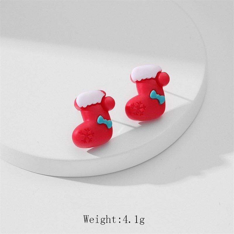 Прекрасные акриловые серьги-гвоздики с ушками Санта-Клауса и лося, женские украшения
