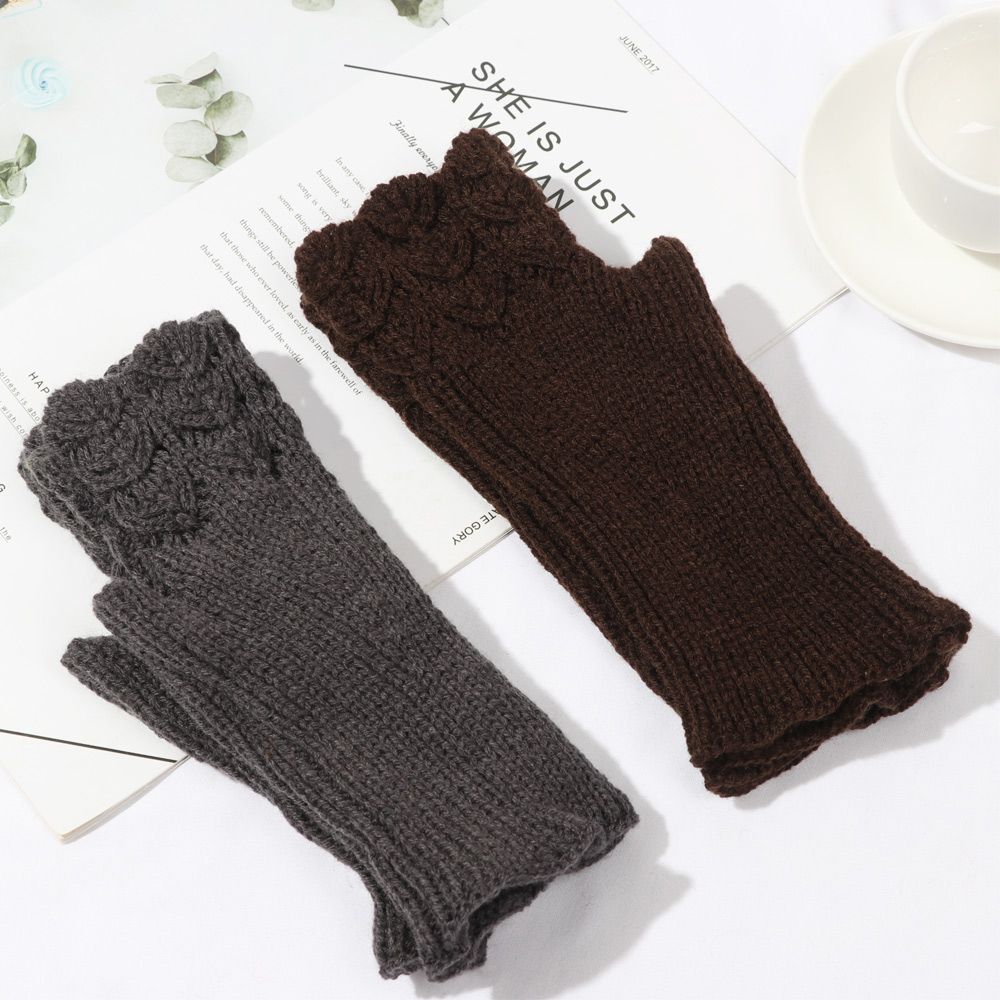 Зимние эластичные мягкие митенки без пальцев, вязаные перчатки, толстые теплые гетры