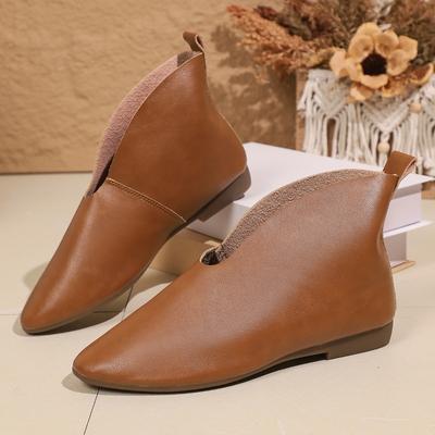 Модные зимние женские короткие ботинки с острым носком 2025 Новые кожаные спортивные ботинки Модные уютные ботильоны челси Дизайнерская женская обувь